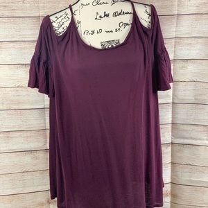 Leith Purple Cold Shoulder/Off Shoulder Top